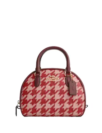 Coach crossbody bags with a detachable coin purse for added functionalityCoach Sydney Satchel With Houndstooth Print