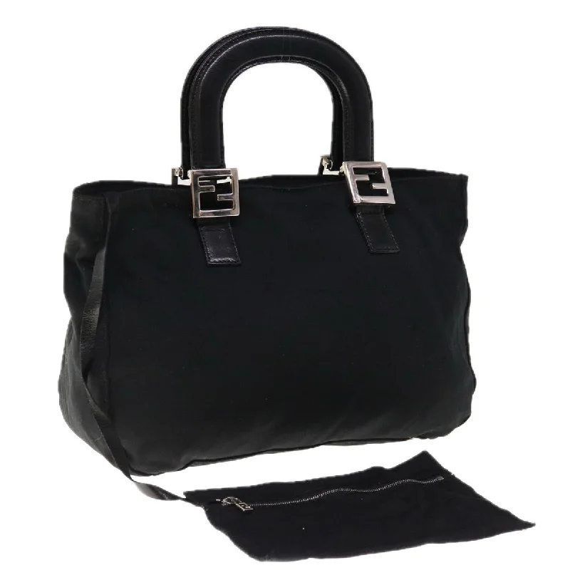 Fendi handbags with a metal - framed clasp for durability and a stylish lookFENDI Hand Bag Nylon Black  yk10512