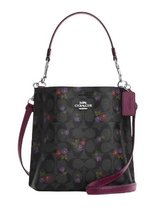 Ladies Coach crossbody bags with a wide - width strap for comfortCoach Mollie Bucket Bag 22 In Signature Canvas With Country Floral Print