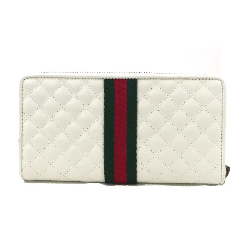 Ladies Gucci handbags with a detachable coin purse insideGUCCI Round Zipper Long Wallet Sherry Line Double G Leather White Unisex 536450