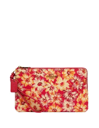 Ladies Coach Tabby bags with a detachable shoulder strapCoach Double Zip Wallet With Vintage Daisy Script Print