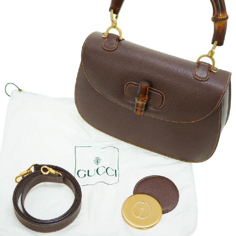 Women Gucci bags with a magnetic snap closure for easy accessGUCCI Handbag leather Brown Bamboo Women Used