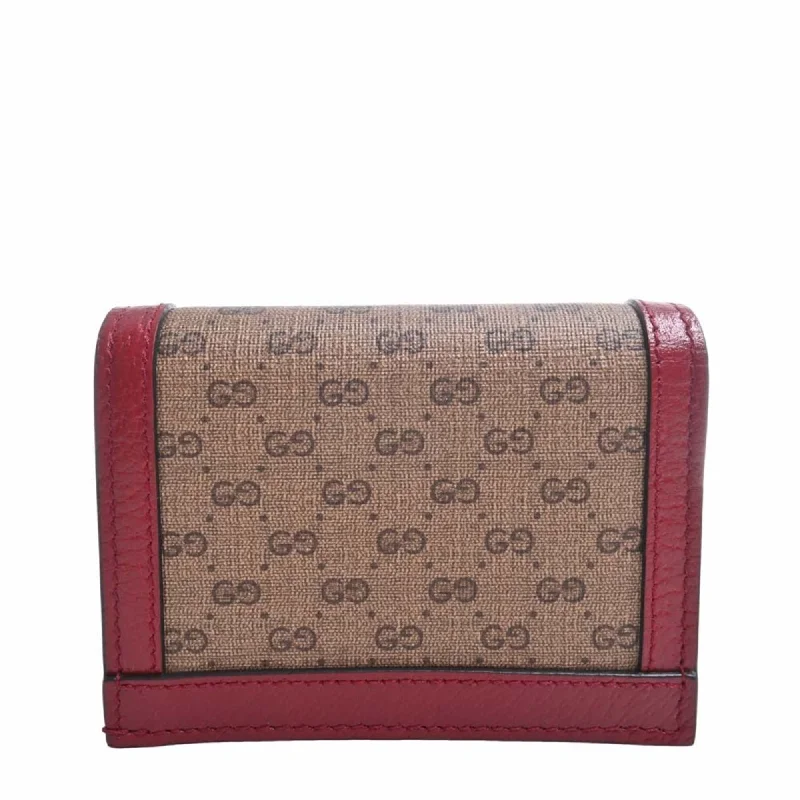 Women Gucci crossbody bags with a keychain holderGUCCI GG Supreme Bifold Wallet Doraemon Collaboration 647788 Brown Red Ladies