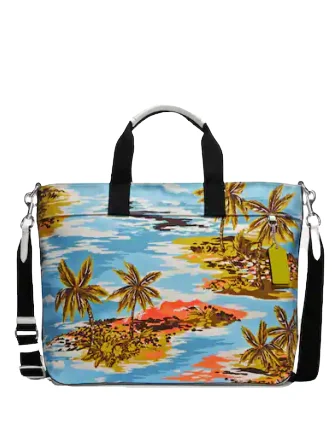 Coach Dempsey bags with a leather - wrapped drawstring for a luxurious feelCoach Tote 38 With Hawaiian Print