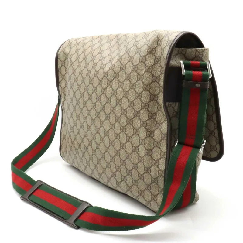 Women Gucci crossbody bags with a woven leather strapGUCCI GG Supreme Sherry Line Bag Shoulder PVC Leather Khaki Beige Dark Brown 189748