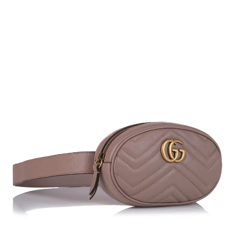 Gucci backpacks for women with a multi - pocket designGucci GG Marmont Matelasse Leather Belt Bag (SHG-pWmlJw)