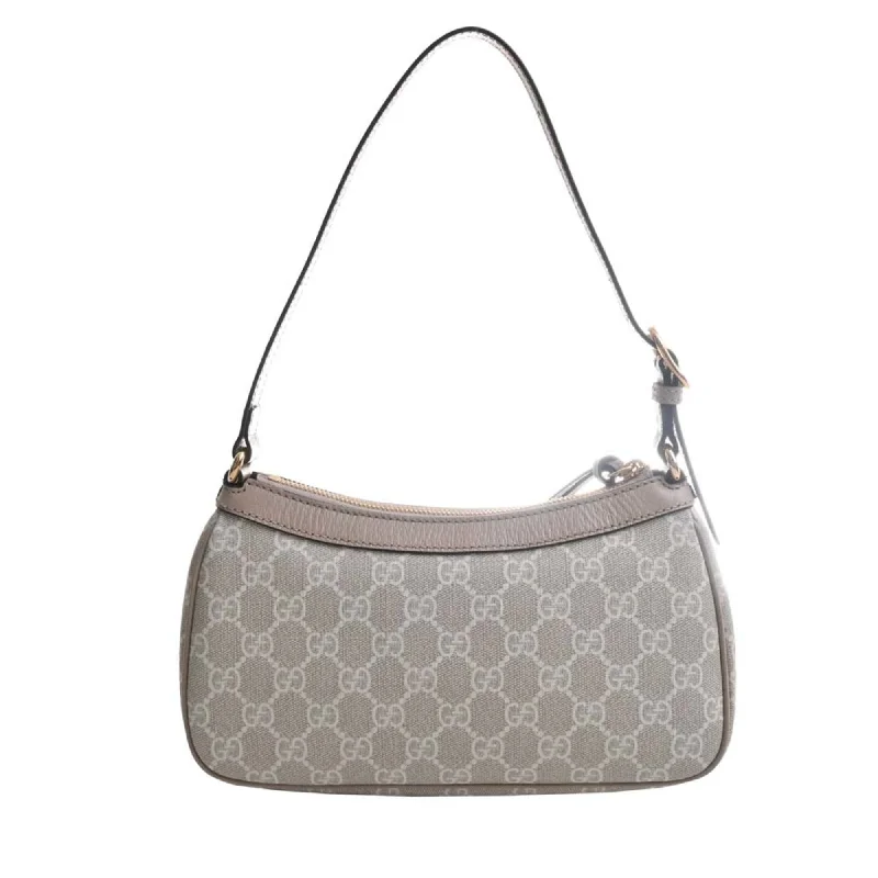 Women Gucci bags with a snap - button closure and a decorative charmGUCCI Ophidia GG Supreme Leather Small Handbag 735145 Beige/White Women's