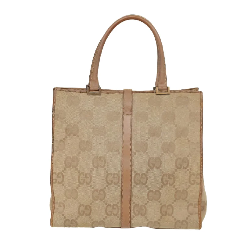 Women Gucci bags with a front - zip pocket for small itemsGUCCI GG Canvas Jackie Tote Bag Beige  47994