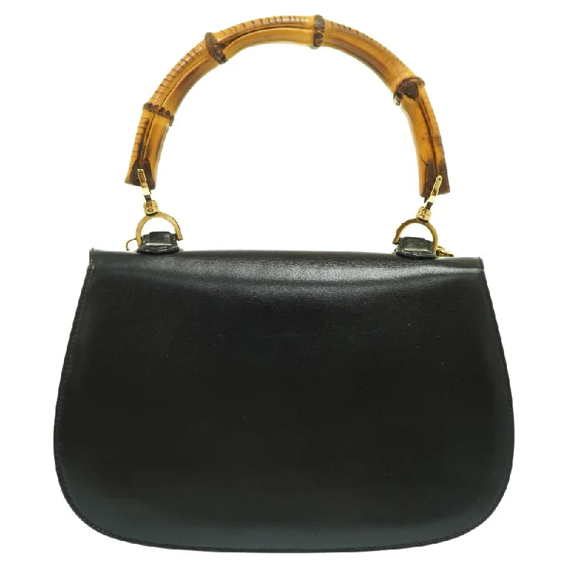 Gucci handbags for women with a patent - leather finishGUCCI Handbag leather black Bamboo Women Used