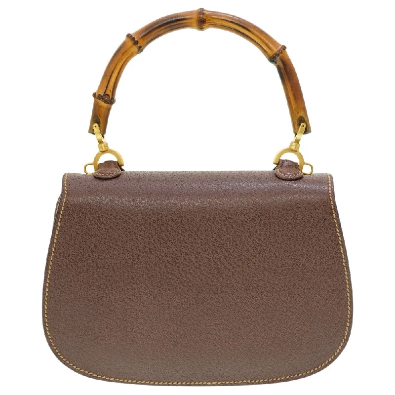 Ladies Gucci shoulder bags with a single - handle designGUCCI Handbag leather Brown Bamboo Women Used