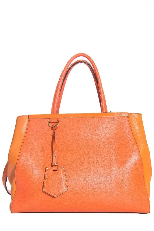 Fendi Peekaboo bags with a classic two - compartment design for organized storageFendi Orange Medium 2Jours Tote Bag