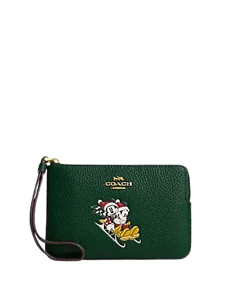 Coach tote bags with a spacious interior and multiple compartments for organizationCoach Disney X Coach Corner Zip Wristlet With Sled Motif