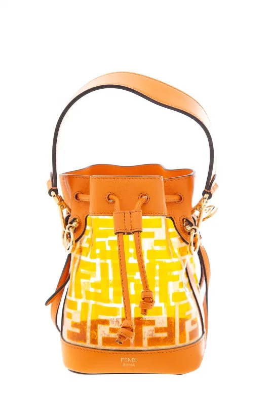 Fendi backpacks with a sleek, modern design and a matte finishFendi Orange Mon Tresor Mini Bucket Bag