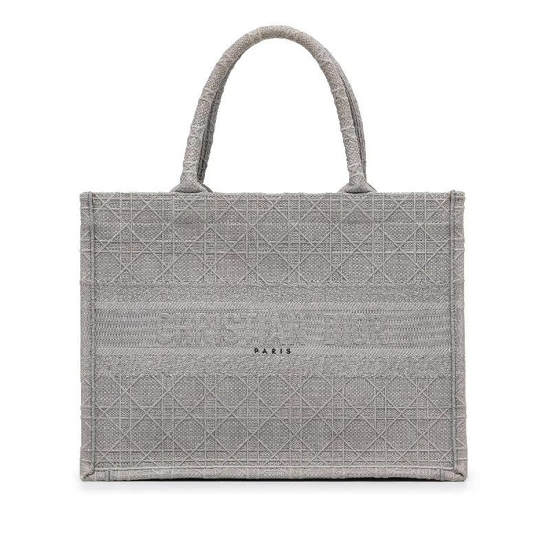 Light - Colored Celine Bags for Spring and Summer AppealGray Dior Medium Cannage Embroidered Book Tote