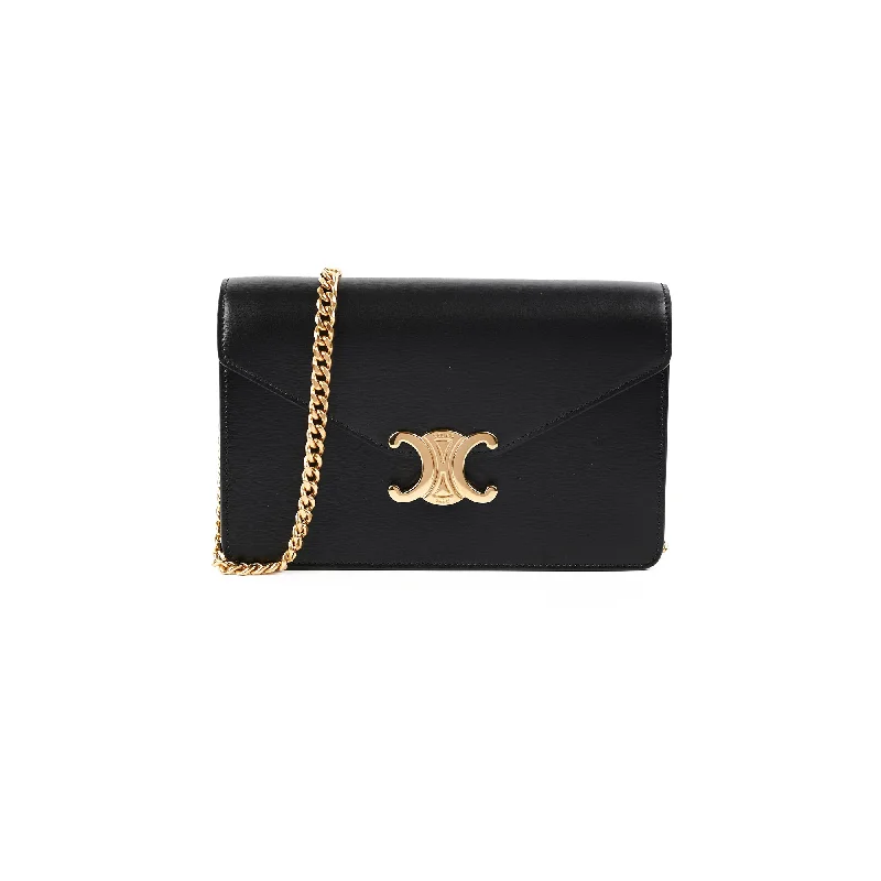 Art - Inspired Celine Bags for Art LoversCeline Triomphe Black Wallet On Chain WOC