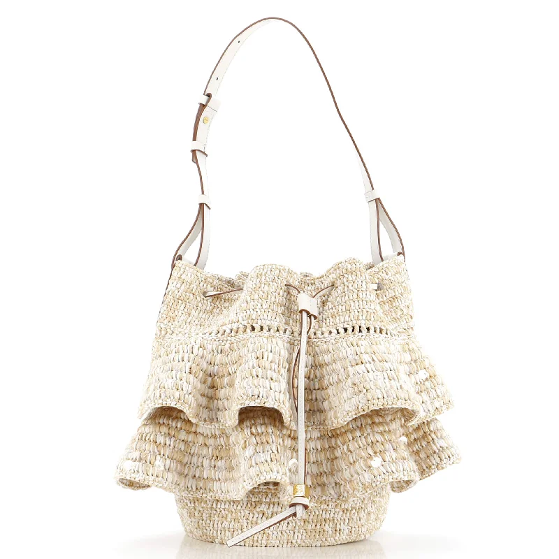 Compact Burberry Clutch Bags for WeddingsPaula's Ibiza Ruffle Balloon Bucket Bag Raffia with Sequins