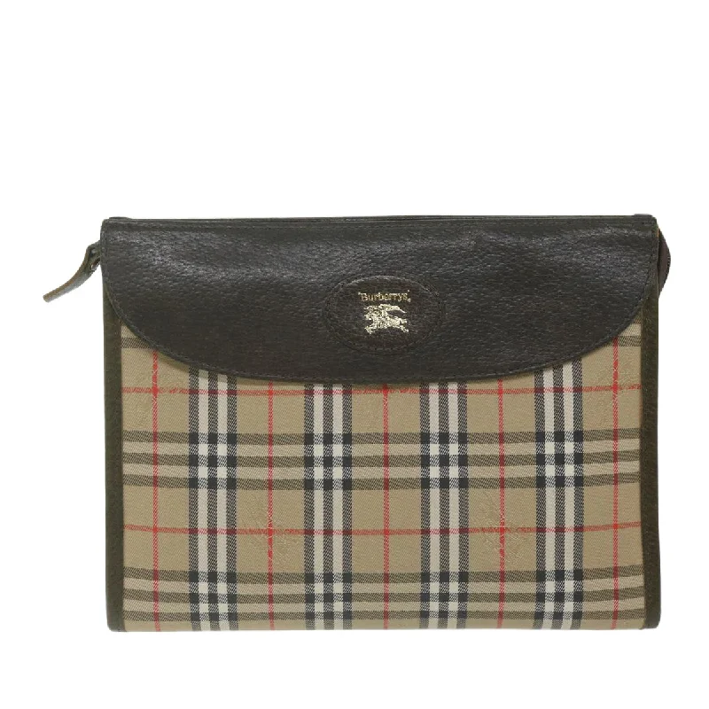 Elegant Burberry Clutch Bags for Formal EventsBURBERRYSs Nova Check Clutch Bag Nylon Canvas Beige  hk1022