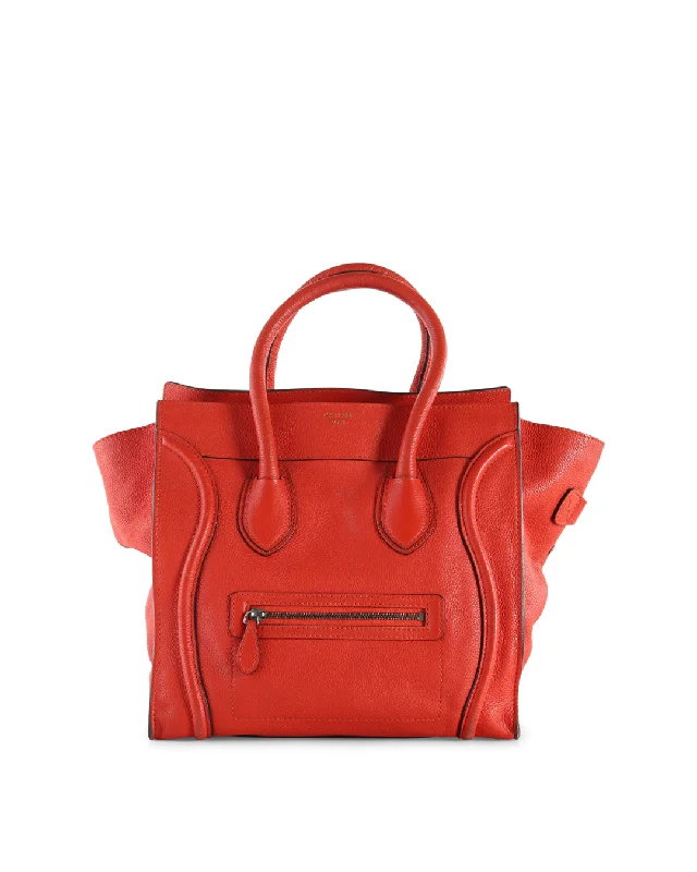 Airport - Friendly Celine Carry - on BagsCeline Coral Calfskin Leather Mini Luggage Tote Bag