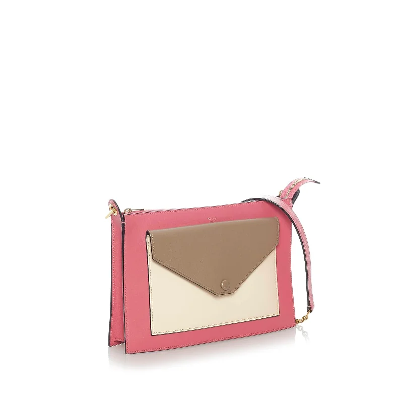 Compact and Handy Celine Waist Bags for On - the - MoveCeline Tricolor Zip Envelope Crossbody (SHG-34787)