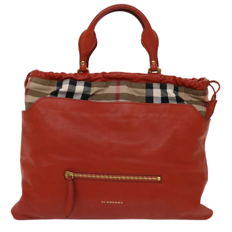 Dark - Hued Burberry Bags for a Sophisticated LookBURBERRY Nova Check Hand Bag Leather 2way Orange  yk11372