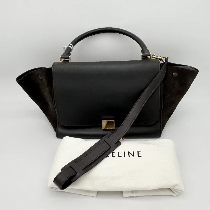 Celine Bags for the Sophisticated Urban ProfessionalCeline Smooth Calfskin Suede Medium Trapeze Bag Dark Grey