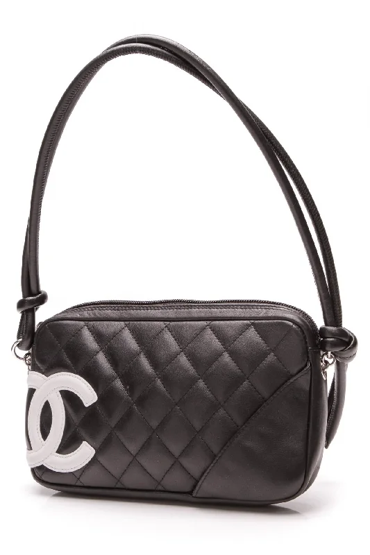 Chanel Small Crossbody Bag for TravelChanel Cambon Ligne Pochette Bag - Black Calfskin