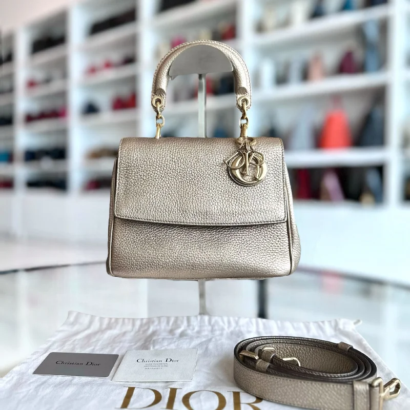 Christian Dior handbags with a removable shoulder strap for versatilityBe Mini Gold Grained Calfskin GHW