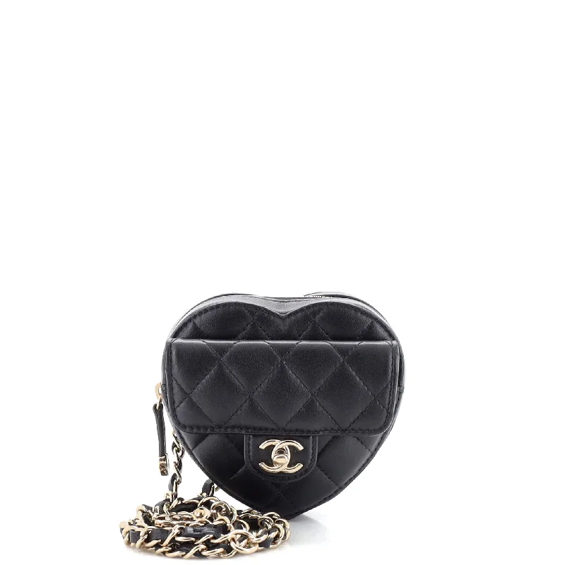 CC in Love Heart Belt Bag Quilted Lambskin